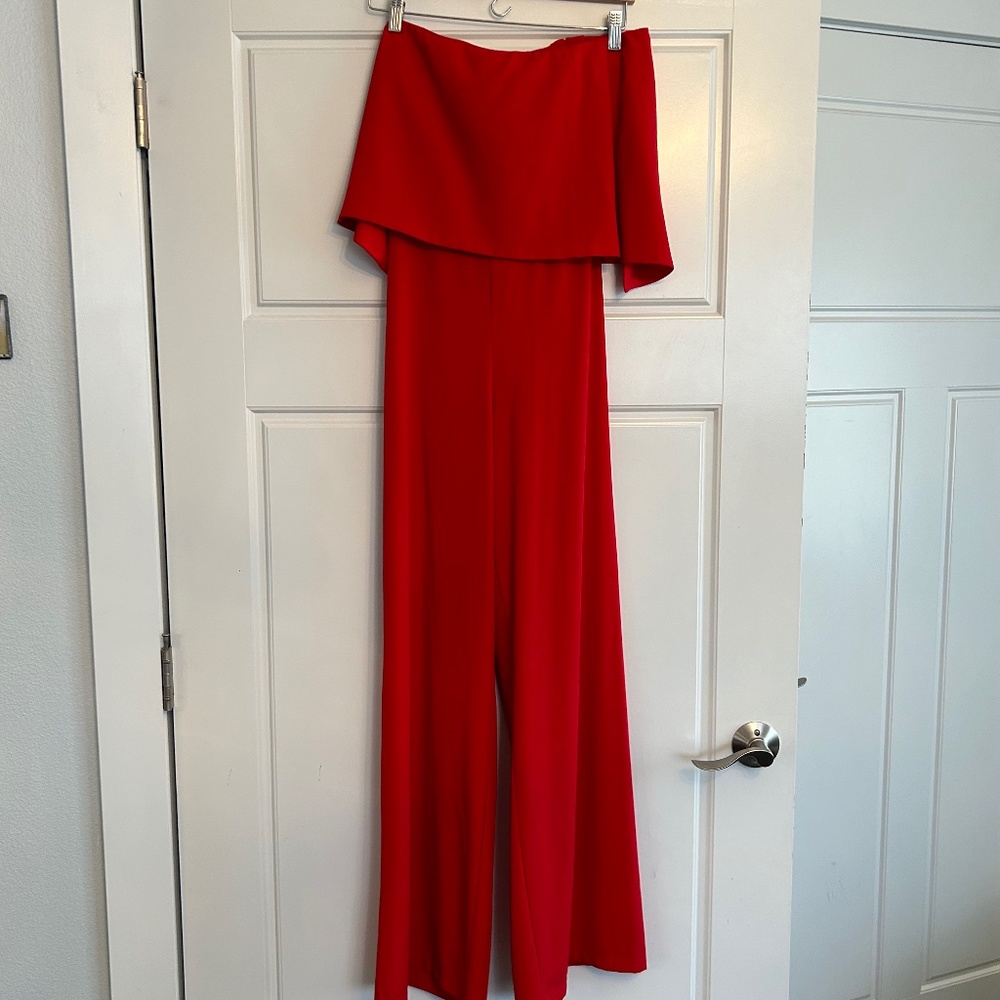 NWT Red Stapless Wide-let Jumpsuit